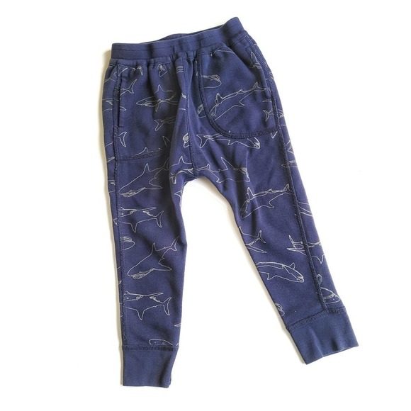 Hanna Andersson 2T Jogger Pants Navy Sharks Cotton - Picture 1 of 3